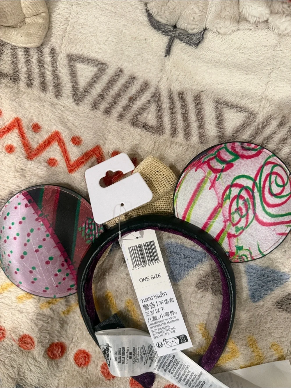 Disney Pink Hello Kitty Plush Bow Headband with Multicolor Anniversary Ear Sets